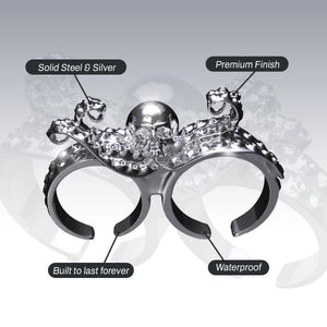 DOUBLE FINGER OCTOSKULL RING